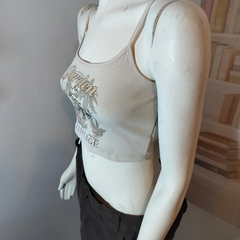 Vintage Graphic Crop Top - Cream - Picture 3 of 6